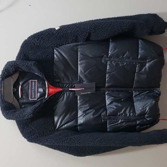 Tommy Hilfiger NWT Navy Blue Puffer/Teddy Bomber Jacket, Small - Picture 1 of 8